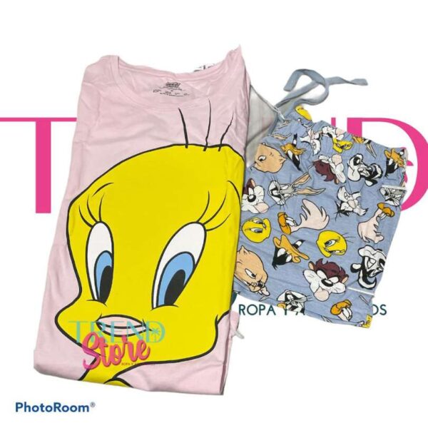 Pijama Short y polera marca disney diseño piolin mujer