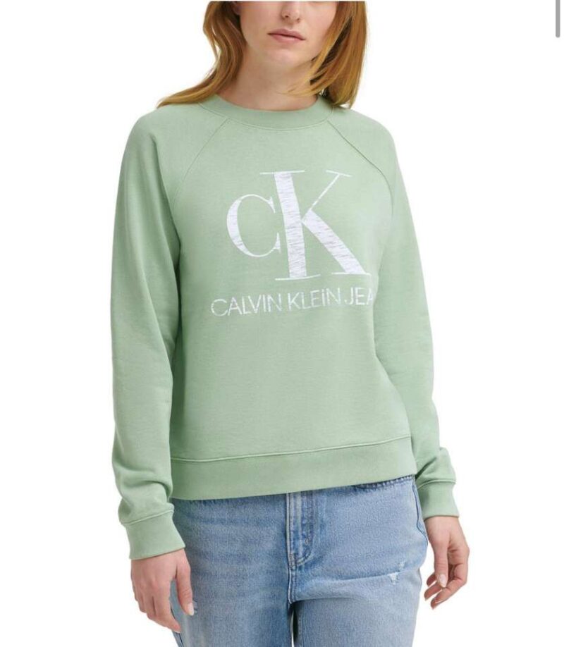 Poleron deportivo Calvin Klein color verde claro mujer