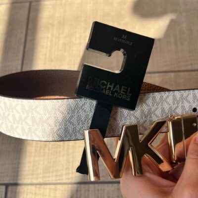 Cinturon Mujer Michael Kors Reversible Monogram (color vainilla/cafe) *