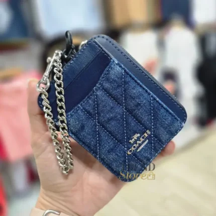 Billetera Coach Pequeña Cuero Denim Azul