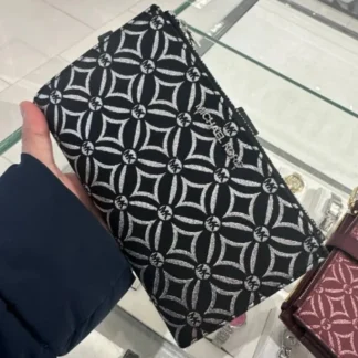 BILLETERA MICHAEL KORS - BILLETERA DOUBLE ZIP NEGRO PLATEADO