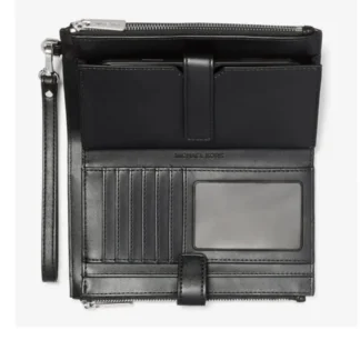 BILLETERA MICHAEL KORS - BILLETERA DOUBLE ZIP NEGRO PLATEADO