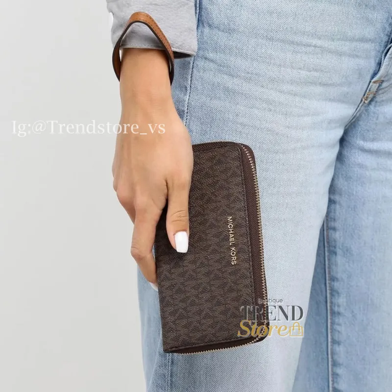 BILLETERA MICHAEL KORS - BILLETERA JET SET TRAVEL -  PHONE CASE - CAFE