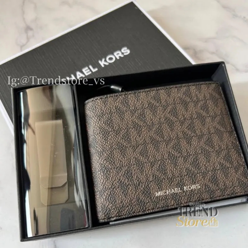 BILLETERA CLIP MICHAEL KORS MONOGRAMA CAFE