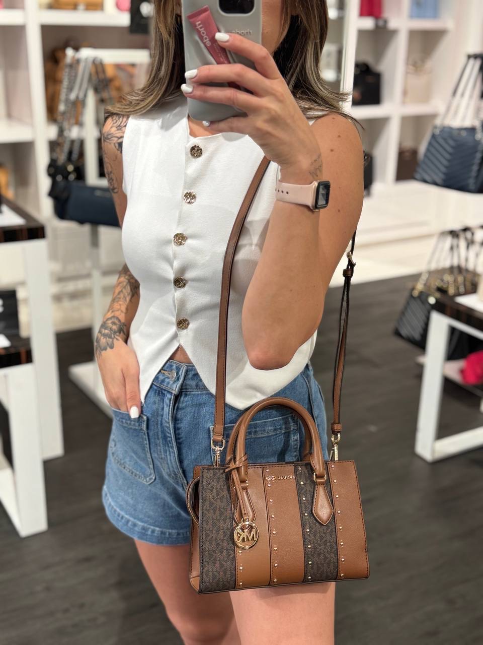 CARTERA SATCHEL SHEILA PATCHWORK MICHAEL KORS LUGGAGE CAFE