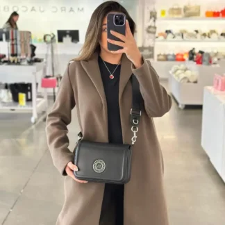 CARTERA MARC JACOBS CAFE Leather Full Flap Logo Shoulder Bag NEGRO H901L01RE21