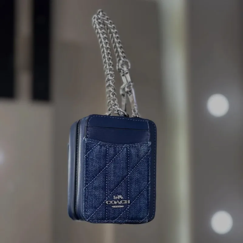 BILLETERA COACH ZIP CARD CASE DENIM