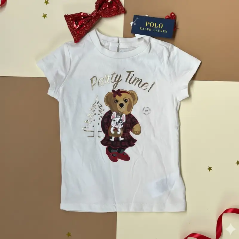 POLERA RALPH LAUREN -  BLANCO POLO BEAR OSITA PARTY TIME