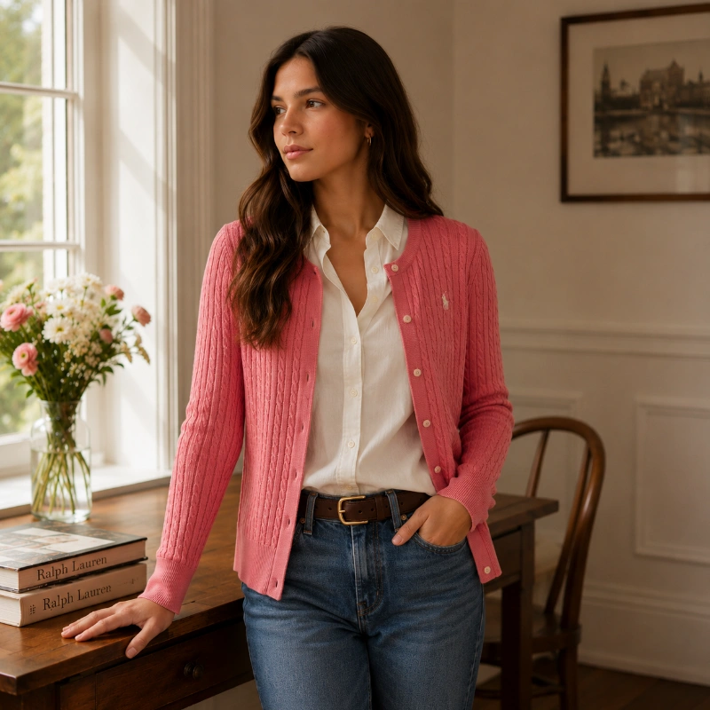 CARDIGAN POLO RALPH LAUREN - MUJER  ROSA