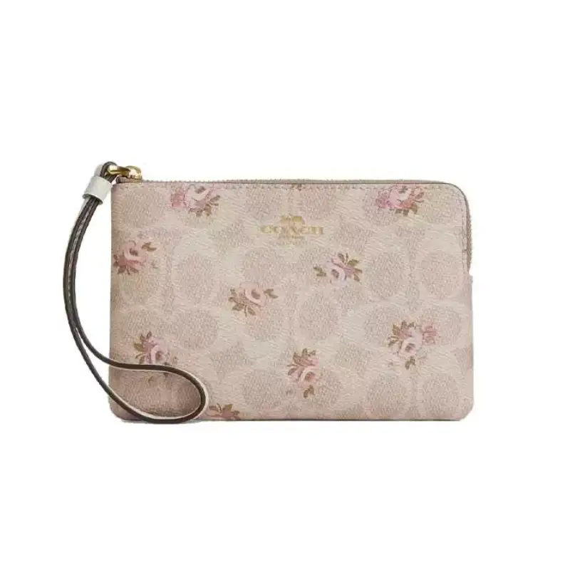 BILLETERA SOBRE COACH CON ASA CAFE MONOGRAMA FLORAL