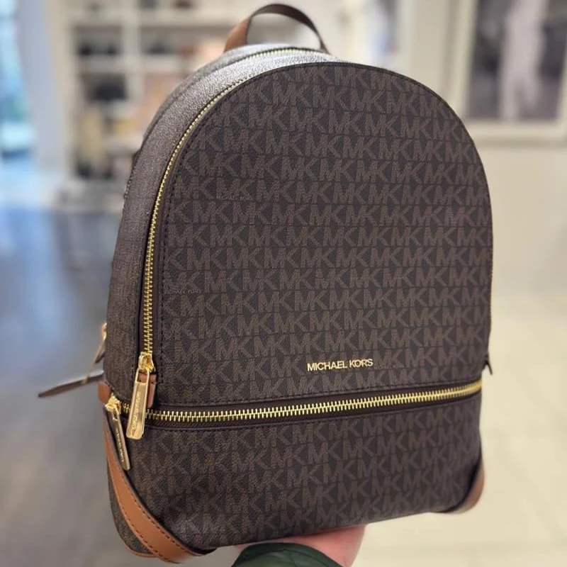 MOCHILA MEDIANA MICHAEL KORS REAH ZIP  CAFE MONOGRAMA