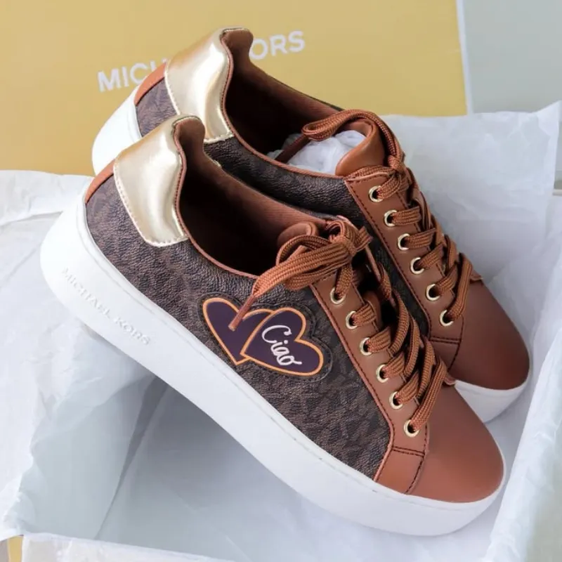 ZAPATILLAS MICHAEL KORS POPPY LACE UP BROWN - CIAO