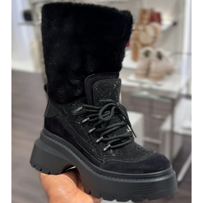BOTAS MICHAEL KORS - SHILOH BOOT SUEDE BOOT NEGRO CON CRISTALES