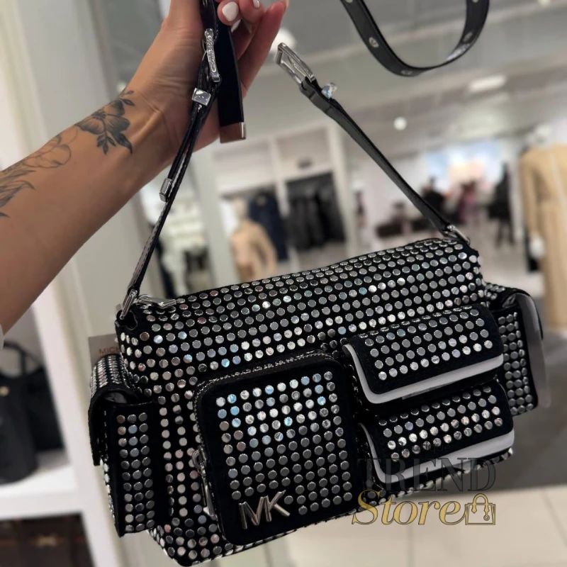 CARTERA MICHAEL KORS - DAKOTA MEDIANO NEGRO PLATEADO
