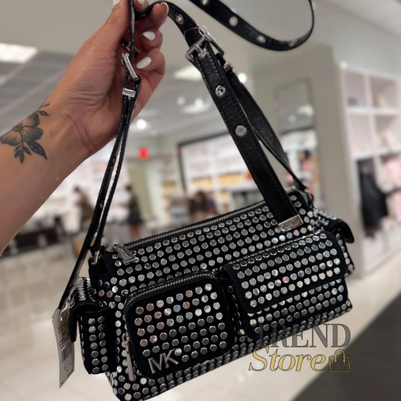 CARTERA MICHAEL KORS - DAKOTA SMALL NEGRO PLATEADO