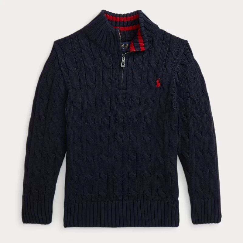 SWEATER MUJER POLO RALPH LAUREN  CABLE KNIT 1/4 CIERRE AZUL