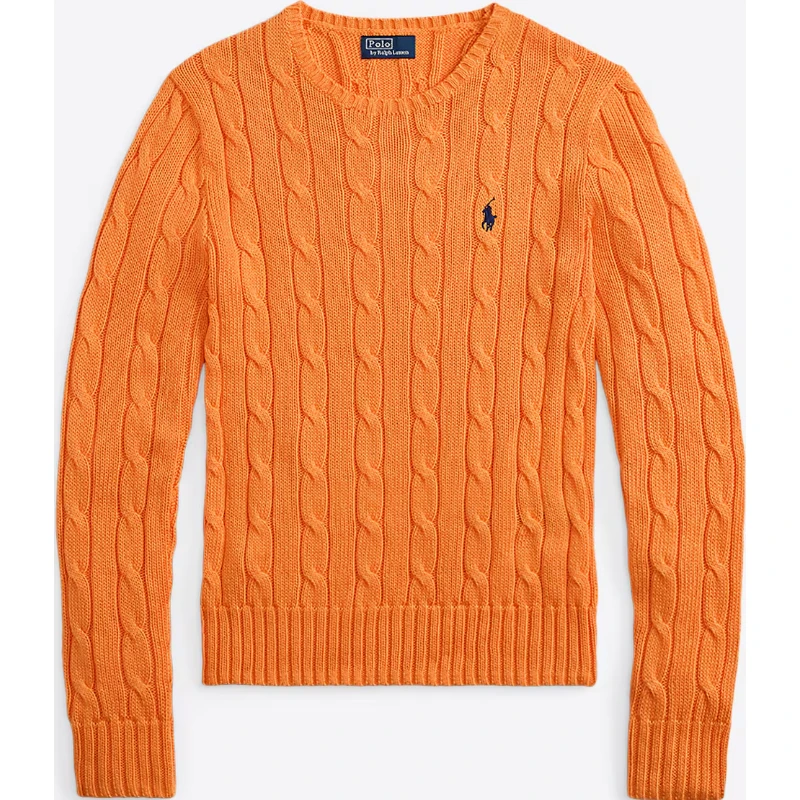 SWEATER POLO RALPH LAUREN NARANJA PUNTO TRENZADO ALGODÓN