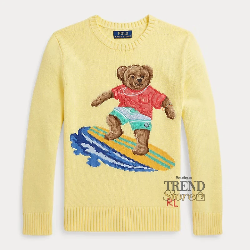 SWEATER POLO RALPH LAUREN POLO BEAR ALGODÓN CREWNECK MUJER AMARILLO