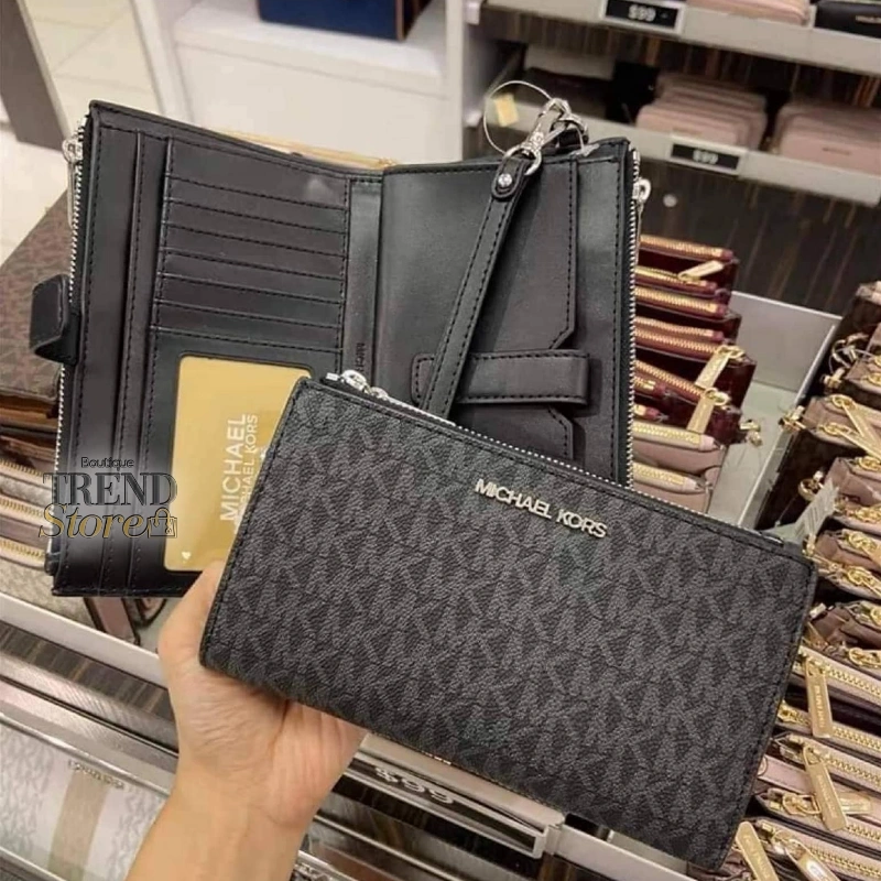BILLETERA MICHAEL KORS  - DOBLE CIERRE CLASICO NEGRO