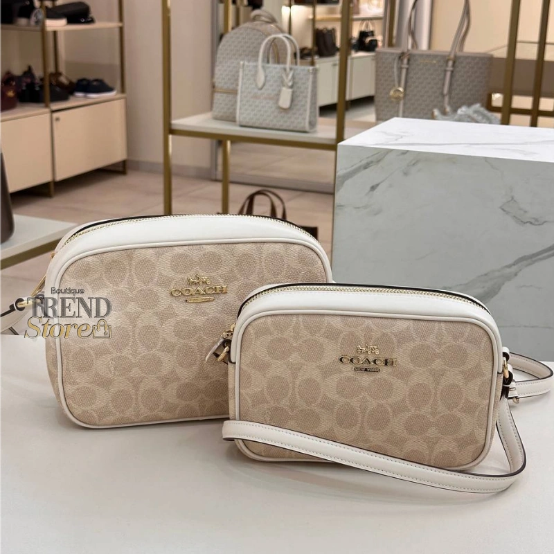 CROSSBODY COACH JAMIE CAMERA BAG CUERO PEBBLE CAFE MONOGRAMA