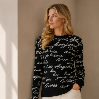 SWEATER GUESS MUJER NEGRO LETRAS