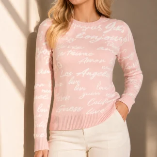 SWEATER GUESS MUJER ROSA LETRAS