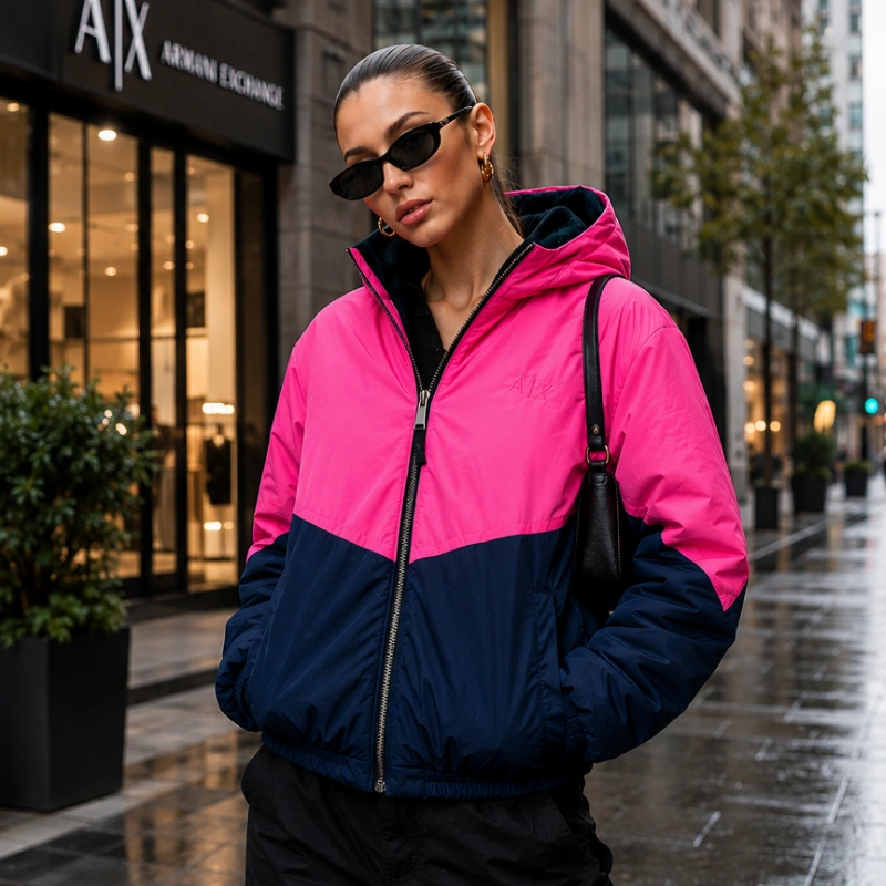 CHAQUETA REVERSIBLE ARMANI EXCHANGE MUJER AZUL Y NEGRO
