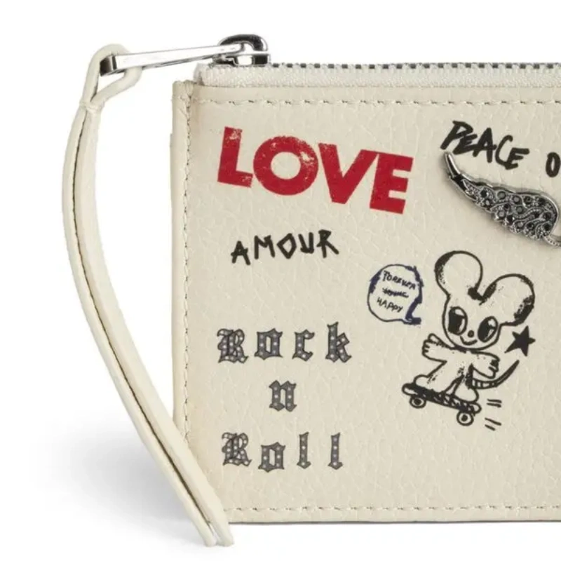 TARJETERO ZADIG & VOLTAIRE ZV CARD LOVE TAG FLASH PORTATARJETAS DE CUERO BLANCO