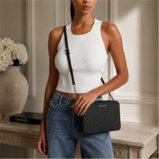 CROSSBODY MICHAEL KORS - JET SET LARGE MONOGRAMA NEGRO