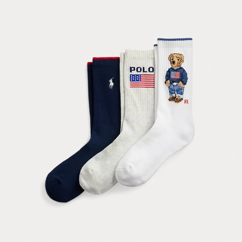 CALCETINES POLO RALPH LAUREN POLO BEAR LOGO CREW SOCKS PACK 3