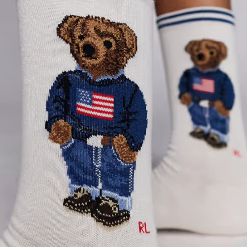 CALCETINES POLO RALPH LAUREN POLO BEAR BANDERA USA BORDE - 1 PAR