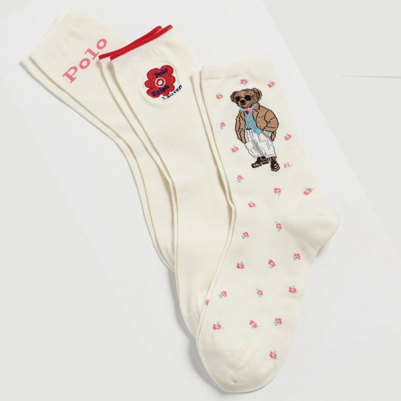 CALCETINES POLO RALPH LAUREN POLO BEAR FLORES PACK 3