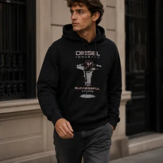 El DIESEL POLERÓN CON CAPUCHA SPACECRAFT PRINT DE ALGODÓN refleja el espíritu innovador y urbano de Diesel a través de un diseño exclusivo que combina comodidad, calidad y un estilo contemporáneo. Confeccionado en una suave mezcla de algodón con interior de bouclé, este polerón ofrece una sensación cálida y confortable, ideal para acompañarte durante todo el año. Su tejido premium proporciona una excelente resistencia al uso diario, manteniendo la suavidad y la estructura de la prenda. El protagonista del diseño es el exclusivo estampado Diesel Industry Spacecraft, elaborado con un acabado en relieve y detalles bordados en contraste que aportan textura, profundidad y un aspecto distintivo. Estos acabados convierten al hoodie en una pieza llamativa que representa el estilo vanguardista característico de la marca. Su corte regular fit brinda un ajuste cómodo y favorecedor, mientras que la capucha con cordón ajustable permite adaptar la prenda según la ocasión. Es una excelente opción para combinar con jeans, joggers, pantalones cargo o zapatillas, logrando un look urbano moderno con un sello premium. Además, al elegir este producto elaborado con algodón, apoyas la inversión de Diesel en la iniciativa Better Cotton, que promueve prácticas agrícolas más responsables y sostenibles para las comunidades productoras de algodón. En Trendstore Chile seleccionamos productos originales de las marcas más reconocidas del mundo para ofrecer prendas exclusivas, auténticas y difíciles de encontrar en Chile. Este polerón Diesel combina diseño, comodidad y calidad en una pieza imprescindible para quienes disfrutan la moda urbana premium. Composición: • Mezcla de algodón premium • Interior de bouclé suave Características destacadas: • Regular Fit • Capucha con cordón ajustable • Estampado Diesel Industry Spacecraft • Acabado en relieve • Detalles bordados en contraste • Interior suave tipo bouclé • Producto original Diesel Referencia del producto: • ID: A125110HAYT SEO PARA IMÁGENES • Polerón Diesel Spacecraft Print original disponible en Trendstore Chile • Hoodie Diesel con capucha estampado nave espacial vista frontal Chile • Detalle estampado Diesel Industry en relieve original compra segura Chile • Polerón Diesel de algodón premium con bordado exclusivo • Vista lateral hoodie Diesel Spacecraft envío a todo Chile • Interior bouclé suave polerón Diesel original Trendstore Chile • Hoodie Diesel urbano premium para hombre disponible en Chile • Polerón Diesel con capucha original exclusivo en Trendstore Chile