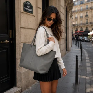 El ZADIG & VOLTAIRE TOTE BAG DE CUERO GRIS es una pieza diseñada para mujeres que buscan un accesorio elegante, funcional y versátil para acompañar su rutina diaria. Confeccionado en cuero de alta calidad, este bolso refleja la estética sofisticada y contemporánea que caracteriza a la reconocida firma francesa Zadig & Voltaire. Su diseño espacioso permite transportar cómodamente todos los esenciales del día, incluyendo documentos, agenda, billetera, cosméticos y otros accesorios personales, convirtiéndolo en una excelente opción para el trabajo, viajes, reuniones o actividades cotidianas. El elegante tono gris aporta una sofisticación atemporal que combina fácilmente con cualquier paleta de colores y estilo de vestuario. Su diseño minimalista y refinado permite integrarlo tanto en looks casuales como en conjuntos más formales, ofreciendo máxima versatilidad durante todo el año. Las asas ajustables proporcionan comodidad y adaptabilidad, mientras que su estructura cuidadosamente diseñada mantiene una apariencia elegante y organizada incluso durante el uso diario. Gracias a su excelente capacidad y confección premium, este tote se convierte en una inversión inteligente para quienes valoran la calidad, el diseño y la funcionalidad. En Trendstore Chile seleccionamos productos originales de las marcas más exclusivas de Europa y Estados Unidos para ofrecer accesorios auténticos, sofisticados y difíciles de encontrar en Chile. Este Tote Zadig & Voltaire destaca por su elegancia discreta, su practicidad y su capacidad para acompañarte en cualquier ocasión. Material: • Cuero premium de alta calidad Características destacadas: • Diseño tote amplio y funcional • Cuero resistente y elegante • Asas ajustables • Gran capacidad interior • Estilo versátil para uso diario • Diseño francés contemporáneo • Producto original Zadig & Voltaire
