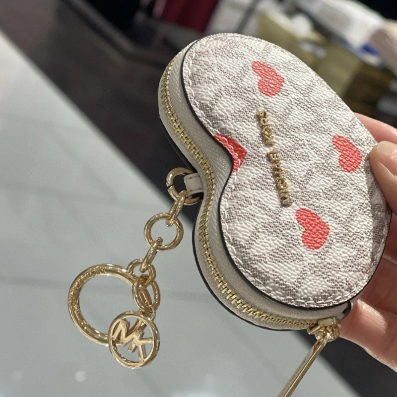 MONEDERO MICHAEL KORS JET SET CORAZÓN SMALL LOGO PRINT CREMA CLARO MULTICOLOR