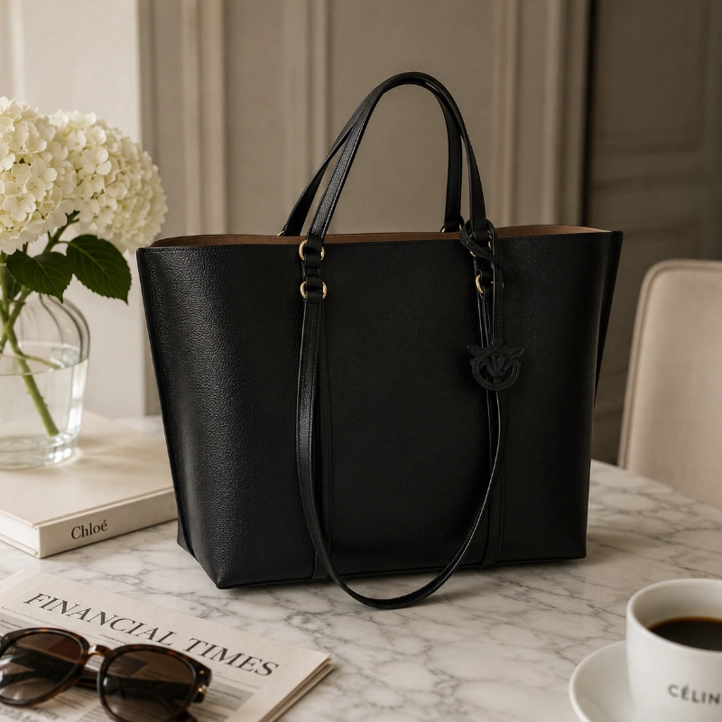 CARTERA PINKO CARRIE BIG SHOPPING BAG DE CUERO NEGRO