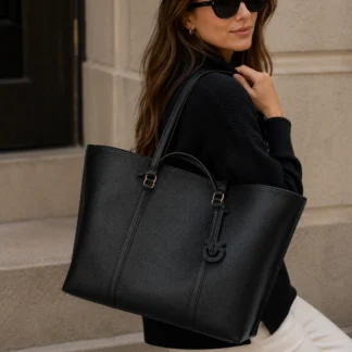 El PINKO CARRIE BIG SHOPPING BAG DE CUERO NEGRO combina elegancia italiana, funcionalidad y materiales premium en un bolso diseñado para acompañar el ritmo de la mujer moderna. Su diseño minimalista y sofisticado lo convierte en una pieza versátil que se adapta fácilmente tanto a jornadas laborales como a viajes, reuniones o actividades cotidianas. Confeccionado en cuero de alta calidad, este shopping bag destaca por su excelente resistencia, suavidad y acabado refinado. Su clásico color negro aporta una elegancia atemporal que combina fácilmente con cualquier estilo y temporada, convirtiéndolo en un básico imprescindible dentro del clóset. Su amplio compartimento interior está pensado para ofrecer máxima organización. Incorpora un práctico bolsillo para teléfono móvil y un compartimento especialmente diseñado para transportar un computador portátil o documentos de forma segura y ordenada. El cierre superior con cremallera protege todas tus pertenencias, aportando comodidad y tranquilidad durante el uso diario. Gracias a su gran capacidad, este bolso resulta ideal para mujeres que buscan un accesorio elegante sin sacrificar funcionalidad. Su estructura permite transportar cómodamente todo lo necesario para una jornada completa manteniendo una apariencia sofisticada y profesional. En Trendstore Chile seleccionamos productos originales de las marcas más exclusivas de Europa y Estados Unidos para ofrecer accesorios auténticos, premium y difíciles de encontrar en Chile. El Pinko Carrie Big Shopping Bag destaca por su excelente capacidad, diseño contemporáneo y la calidad característica de la firma italiana. Materiales: • Exterior: Cuero premium • Forro: Algodón Medidas y características: • Compartimento para notebook • Bolsillo interior para teléfono móvil • Cierre superior con cremallera • Diseño shopping bag amplio • Peso aproximado: 1.010 g • Producto original Pinko Referencia del producto: • Artículo: P6951H16X-Q11 SEO PARA IMÁGENES • Pinko Carrie Big Shopping Bag negro original disponible en Trendstore Chile • Bolso Pinko Carrie Big de cuero negro vista frontal compra segura Chile • Shopping Bag Pinko cuero premium para notebook Trendstore Chile • Detalle cuero negro Pinko Carrie Big original envío a todo Chile • Vista lateral Pinko Carrie Big Shopping Bag elegante para mujer • Interior amplio con compartimento para notebook Pinko original • Bolso Pinko de cuero negro premium exclusivo disponible en Trendstore Chile • Pinko Carrie Big Shopping Bag original para mujer compra segura en Chile