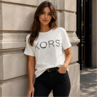 POLERA MICHAEL KORS MUJER LETRAS KORS PLATEADA