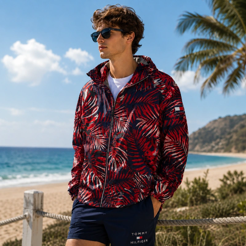 CHAQUETA HOMBRE TOMMY HILFIGER PRINT ROJO AZUL