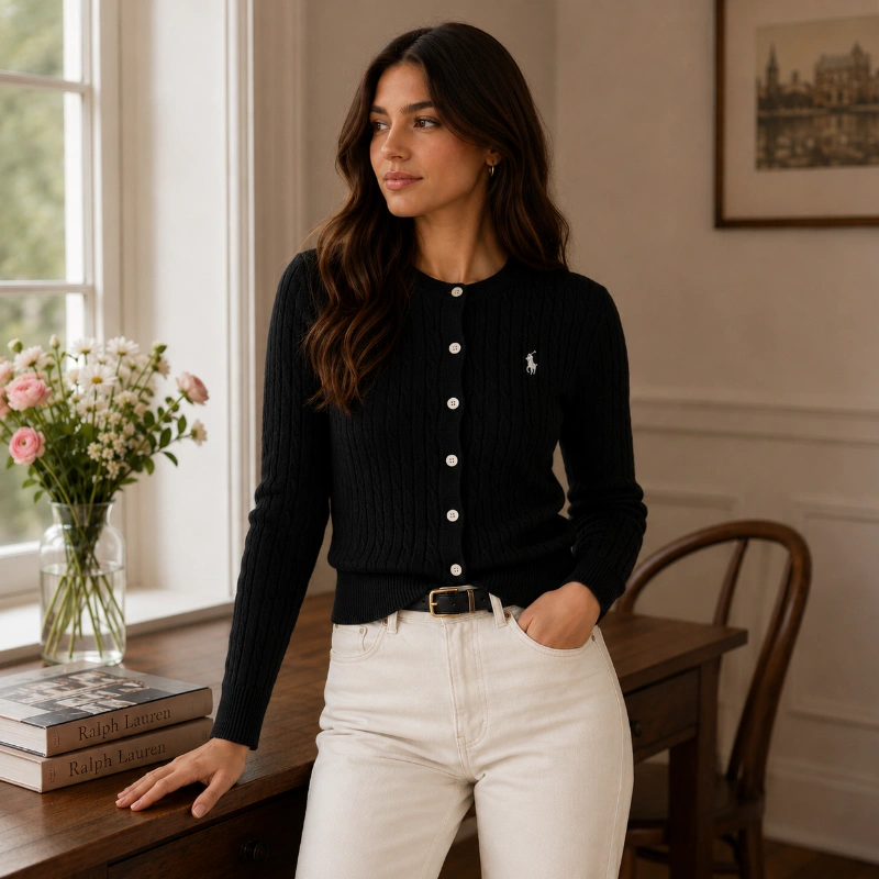 CARDIGAN POLO RALPH LAUREN - MUJER  NEGRO