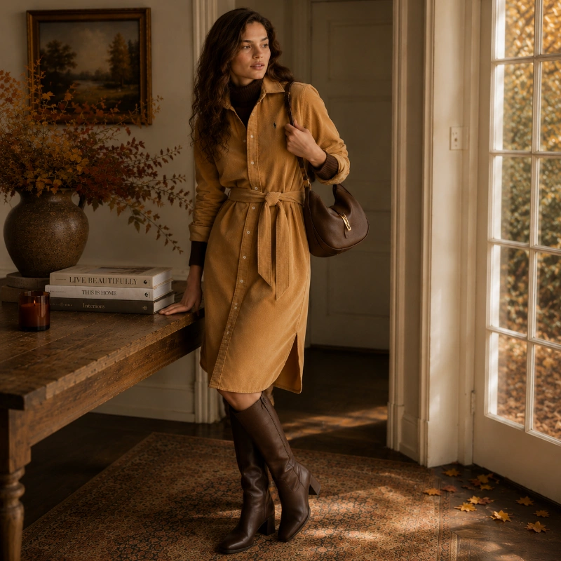 VESTIDO POLO RALPH LAUREN - COLOR CAFE