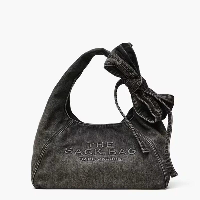 CARTERA MARC JACOBS THE BOW DENIM SACK BAG BLACK WASH