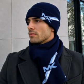 SET INVIERNO HOMBRE MICHAEL KORS GORRO BUFANDA AZUL