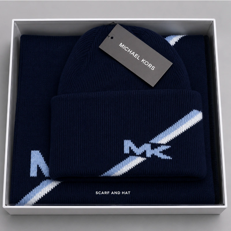 SET INVIERNO HOMBRE MICHAEL KORS GORRO BUFANDA AZUL