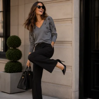 El ZADIG & VOLTAIRE AZURA STARS SWEATER DE LANA MERINO GRIS refleja la esencia de la firma parisina al combinar materiales de lujo con un diseño moderno de inspiración rock chic. Su silueta atemporal y los distintivos detalles de estrellas convierten esta prenda en una pieza sofisticada, versátil y fácil de combinar para cualquier ocasión. Confeccionado en 100% lana merino premium, este sweater destaca por su extraordinaria suavidad, ligereza y capacidad para regular naturalmente la temperatura corporal. La lana merino ofrece un excelente confort durante todo el día, manteniendo el abrigo sin resultar pesada y proporcionando una agradable sensación sobre la piel. El elegante color gris jaspeado (Grey Chine) permite combinarlo fácilmente con jeans, pantalones de cuero, faldas o prendas de sastrería, adaptándose tanto a looks casuales como a estilos más refinados. Las estrellas características de Zadig & Voltaire aportan un detalle distintivo que transmite personalidad sin perder la sofisticación. Gracias a la calidad de su confección y a su diseño atemporal, este sweater se convierte en una prenda imprescindible para el clóset de cualquier mujer que valore la moda premium y los materiales nobles. En Trendstore Chile seleccionamos prendas originales de las marcas más exclusivas de Europa y Estados Unidos para ofrecer moda auténtica, elegante y difícil de encontrar en Chile. El Azura Stars Sweater es una inversión en calidad, comodidad y estilo que podrás disfrutar temporada tras temporada. Composición: • 100% lana merino premium Características destacadas: • Lana merino de alta calidad • Diseño exclusivo con estrellas • Tejido suave, ligero y respirable • Excelente regulación térmica • Color gris jaspeado fácil de combinar • Estilo parisino con inspiración rock chic • Producto original Zadig & Voltaire Referencia del producto: • Código: WKMN1101F_GRIS CHINE SEO PARA IMÁGENES • Zadig & Voltaire Azura Stars Sweater gris original disponible en Trendstore Chile • Sweater Zadig & Voltaire lana merino gris vista frontal compra segura Chile • Detalle estrellas Azura Sweater original Zadig & Voltaire • Sweater de lana merino premium Zadig & Voltaire para mujer • Vista lateral Azura Stars Sweater gris envío a todo Chile • Tejido de lana merino Zadig & Voltaire exclusivo Trendstore Chile • Sweater gris estilo parisino Zadig & Voltaire original para mujer • Zadig & Voltaire Azura Stars Sweater premium disponible en Trendstore Chile