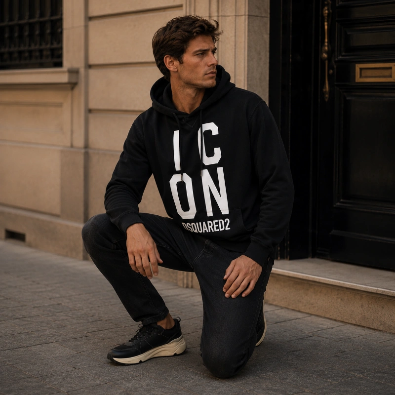 POLERON DSQUARED2 ICON SQUARED COOL HOODIE DE ALGODÓN