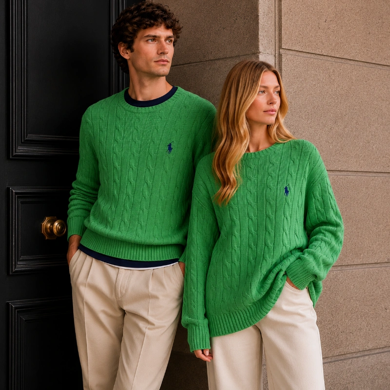 SWEATER POLO RALPH LAUREN CABLE KNIT VERDE UNISEX