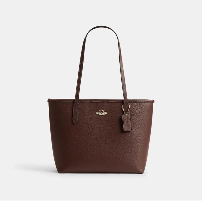COACH MEDIUM CITY TOTE BAG CUERO GOLD MAPLE