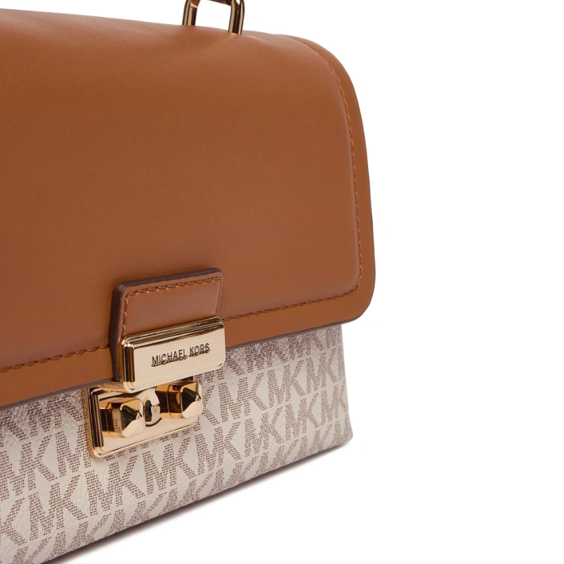 CARTERA MICHAEL KORS TRIBECA MEDIUM SIGNATURE LOGO SATCHEL VAINILLA