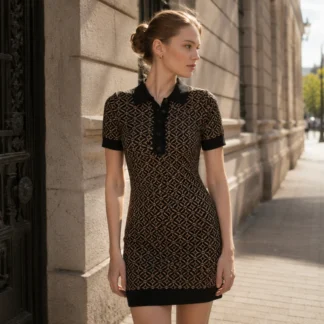 VESTIDO MICHAEL KORS - CAFE CON NEGRO JACQUARD